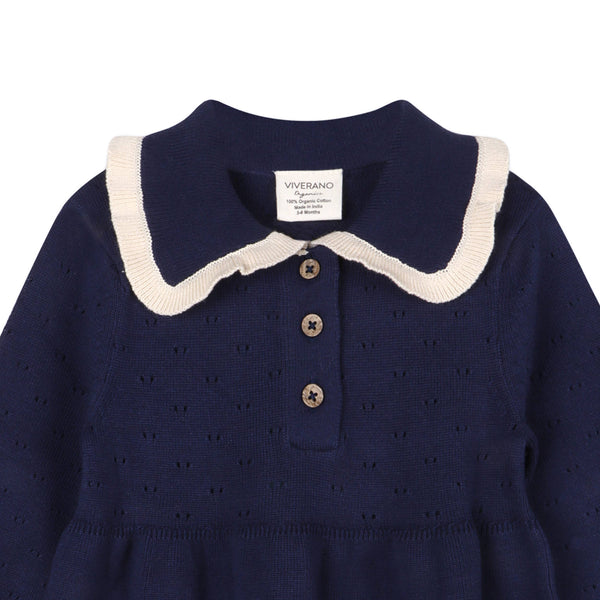 Adeline Ruffle Collar Sweater Knit Baby Dress