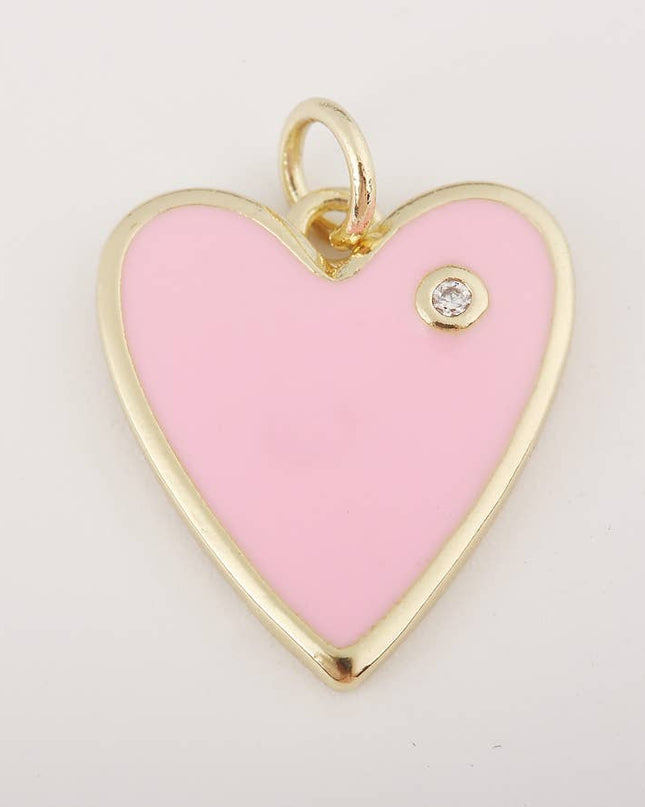 Enamel Heart Charm Pendant in Gold Filled, CP1211