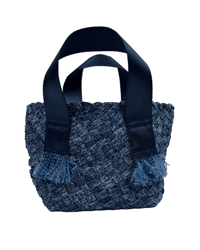 Dora Small Woven Denim Tote w/ Crossbody Strap