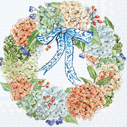 Fall Hydrangea Wreath Cocktail Napkins 20 ct Rosanne Beck