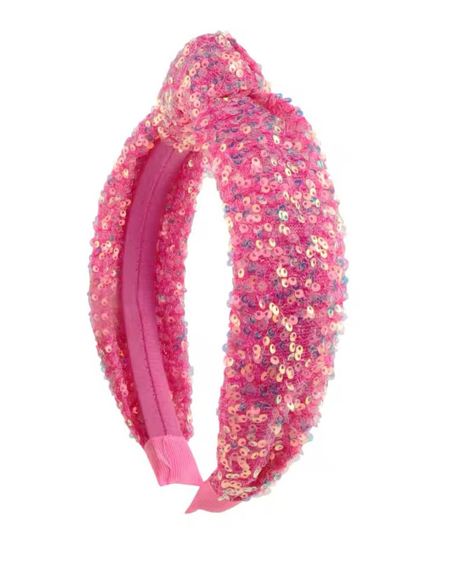 Hot Pink Sequin Glinda Knot Fashion Headband
