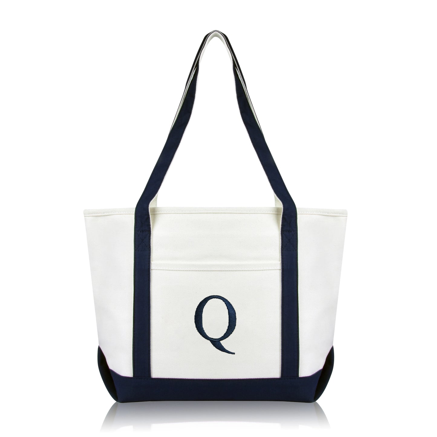 Personalized Navy Tote Bag with Initial