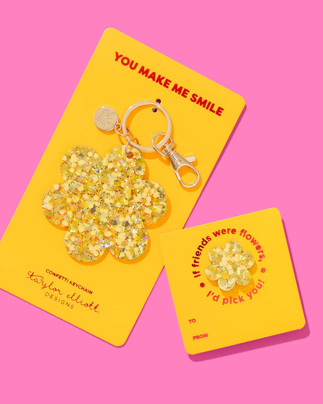Pin w/ Gift Card - Friendship Flower - Gold Confetti