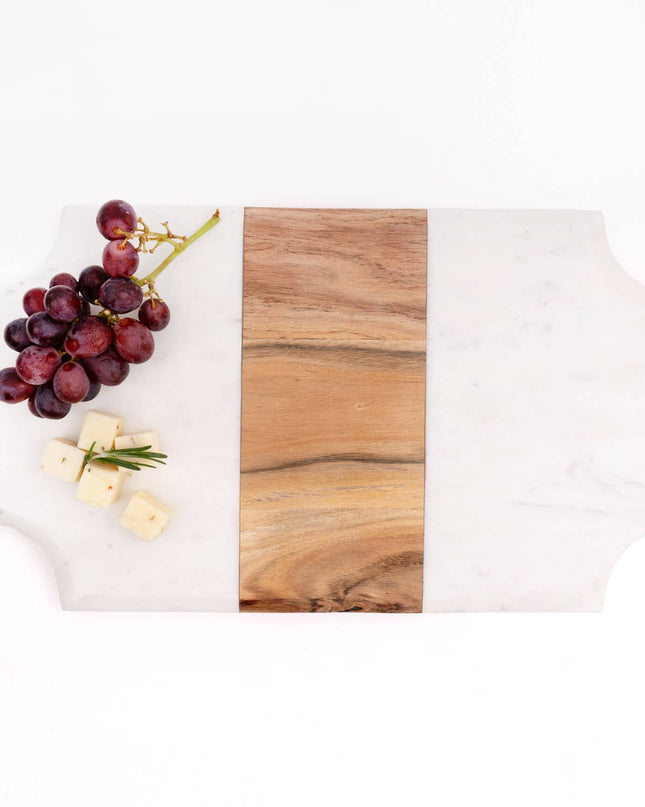 Marble & Wood Beveled Serving Board