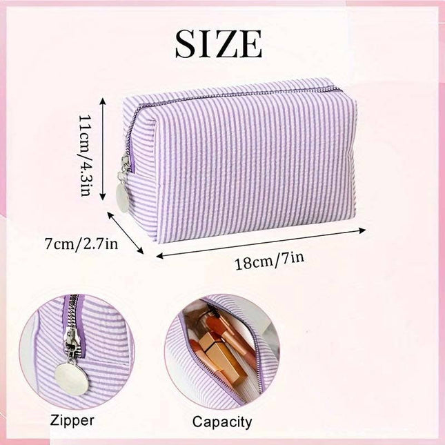 Personalized Striped Cosmetic Bag