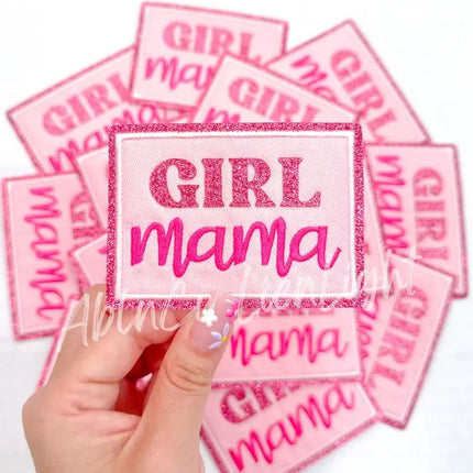 Girl mama pink glitter embroidery hat patch iron on 