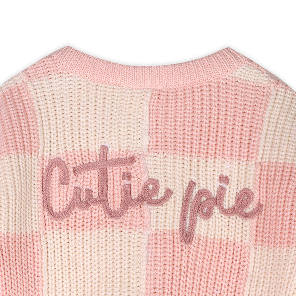 Cutie Pie Checkered Slouchy Knit Baby Pullover