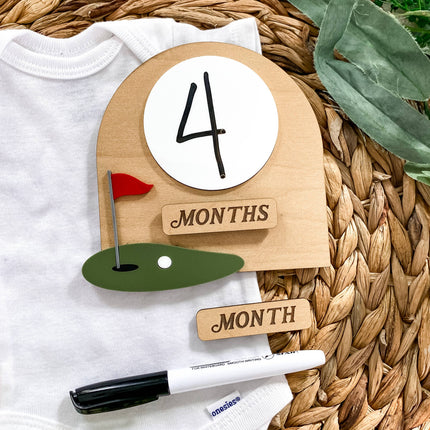 Dry Erase Monthly Milestone Sign - Golf