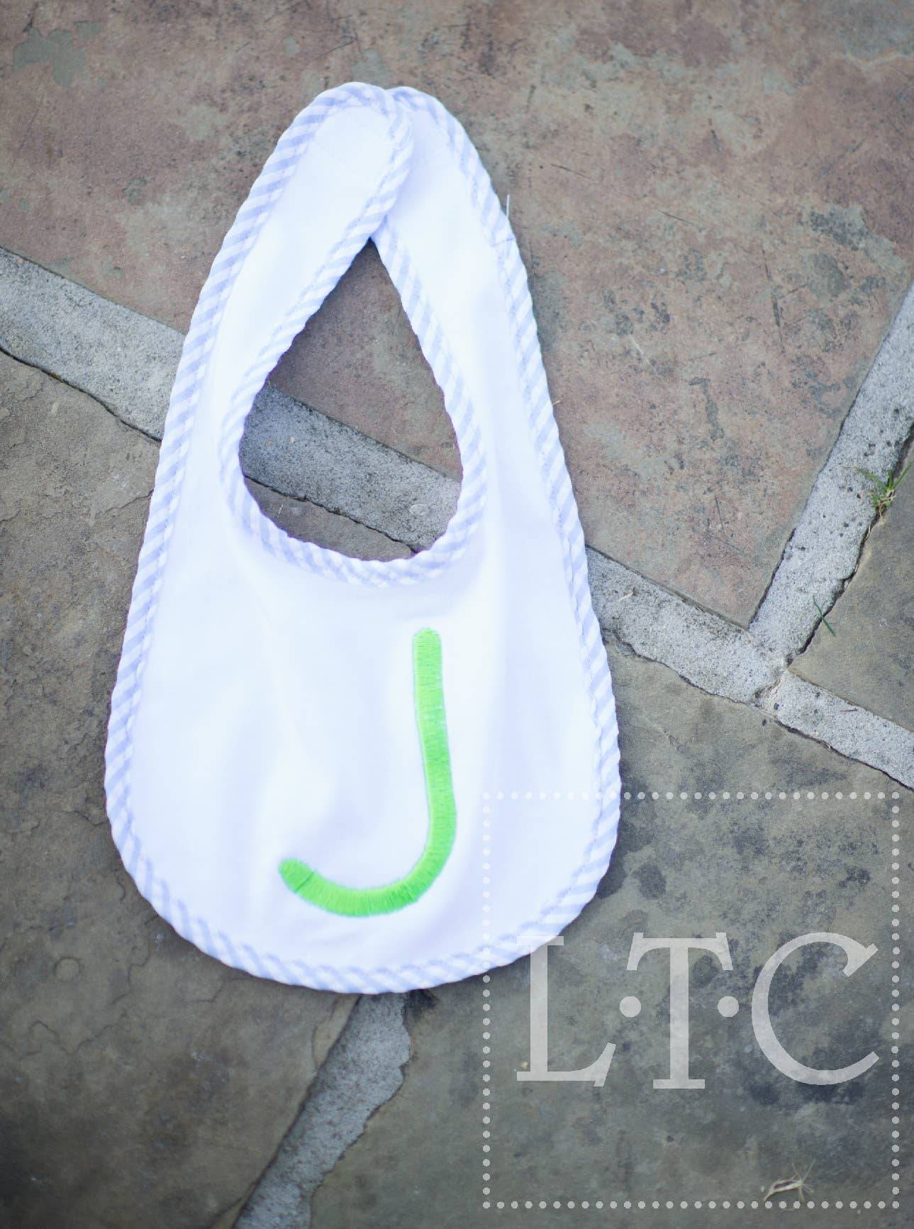 Personalized Seersucker Trimmed Bib