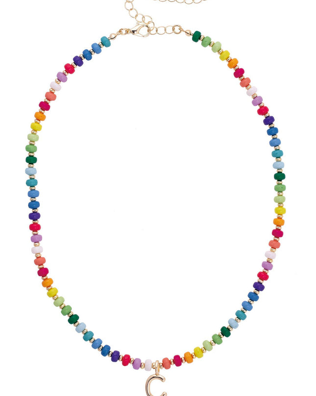Ruthie Rainbow Beaded Mini Initial Children's Necklace