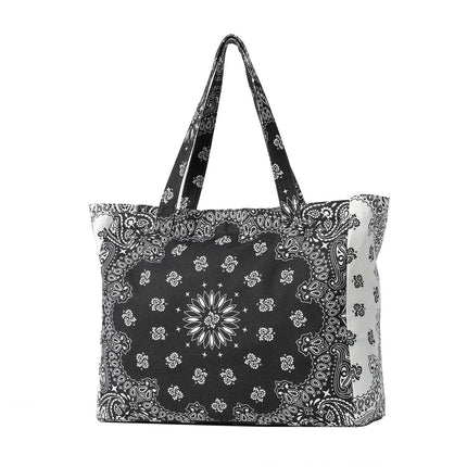 Bandana Print Canvas Tote -Bailey Black/White