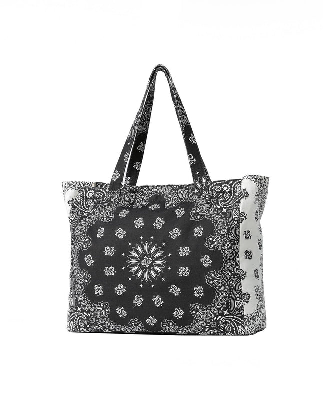 Bandana Print Canvas Tote -Bailey Black/White