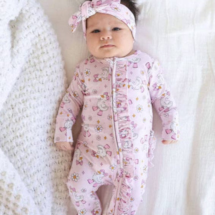Silly Goose Ruffle Zipper Footie | Pink