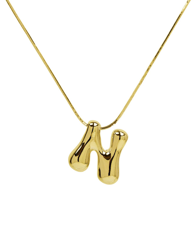Initial Balloon Waterdrop 18K Gold Necklace