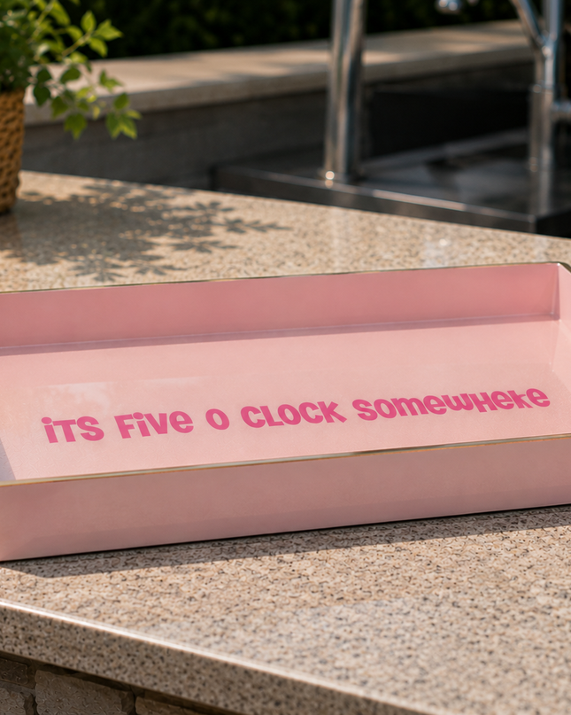 Pink Rectangular Tray-Personalized