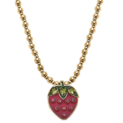 Jane Strawberry Gold Ball Beaded Children's Necklace