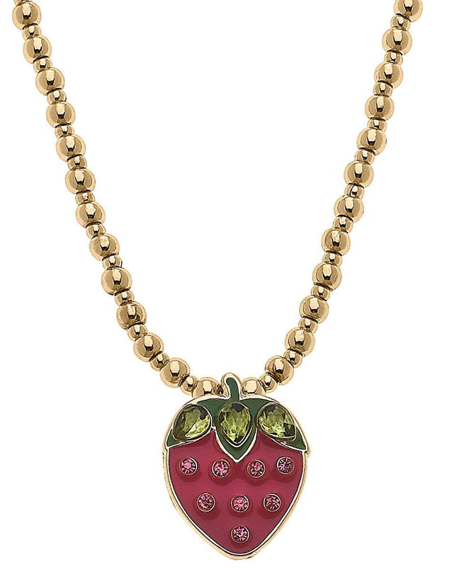 Jane Strawberry Gold Ball Beaded Children's Necklace