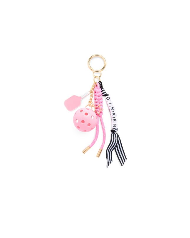 "DINKER" PICKLEBALL BAG CHARM/KEY RING, PINK
