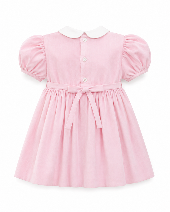 Smocked Corduroy Pink Baby Girl Dress