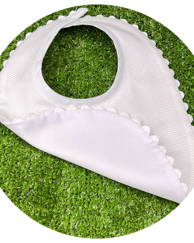 White Cotton Pique Toddler Drool Bib