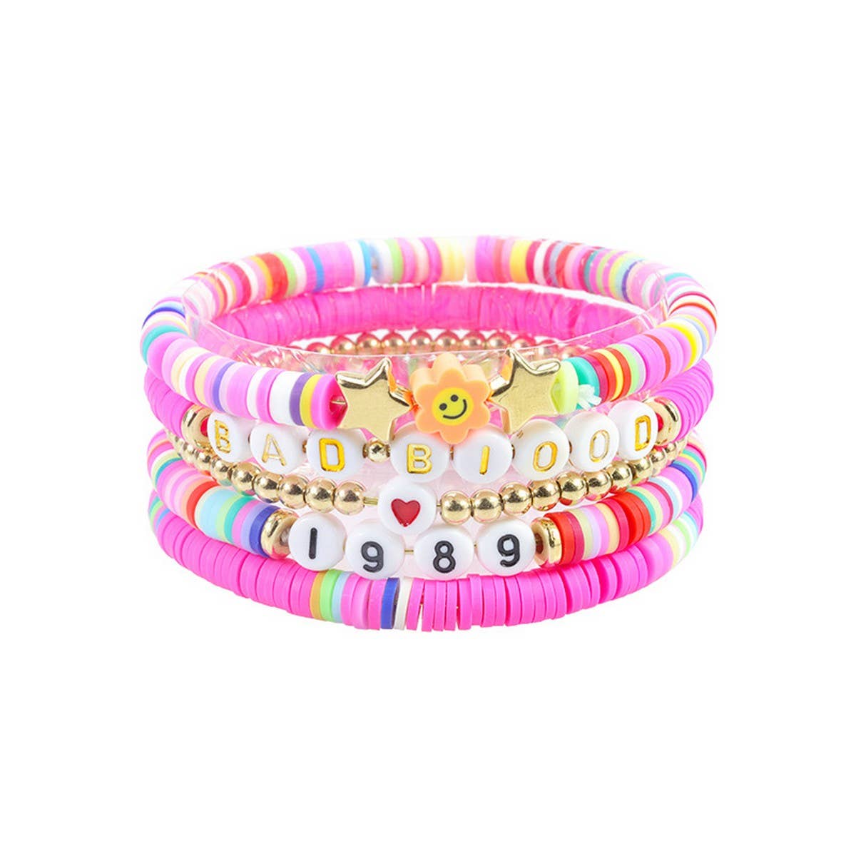 5PCS COLORED LETTER MULTI-LAYER BEADED BRACELET_CWAJE0711