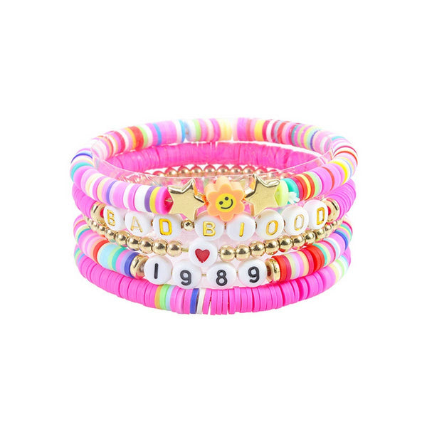 5PCS COLORED LETTER MULTI-LAYER BEADED BRACELET_CWAJE0711