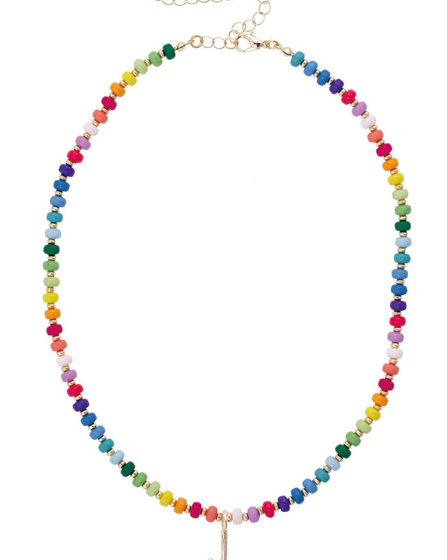 Ruthie Rainbow Beaded Mini Initial Children's Necklace