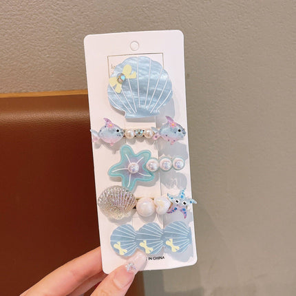 Mermaid Starfish Shell Glitter Hair Clip Set