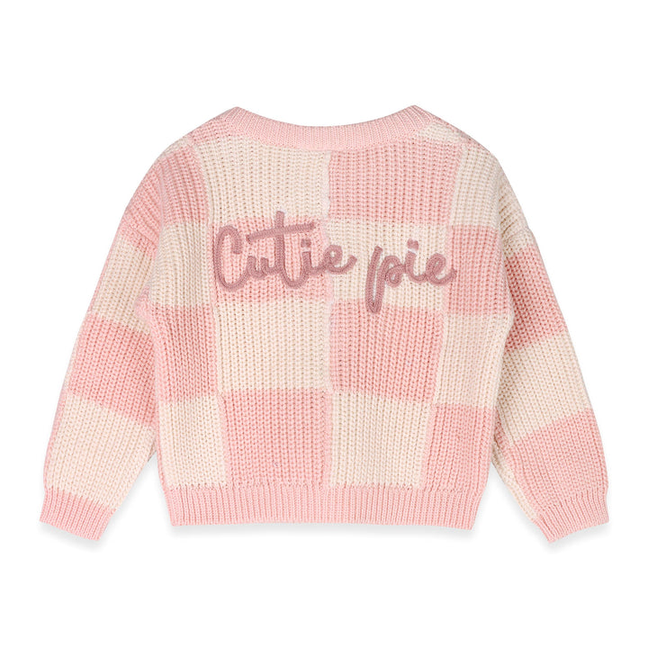 Cutie Pie Checkered Slouchy Knit Baby Pullover