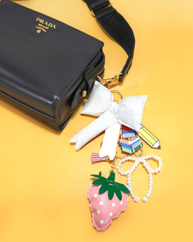 School Book Pencil Bag Charm Keychain
