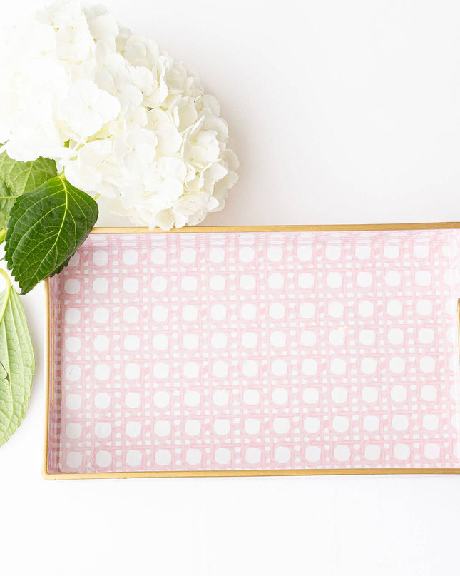 Pink Cane Vanity Tray