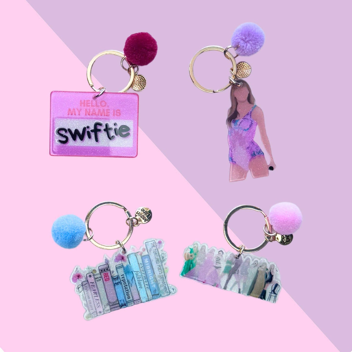 Taylor Swift Keychain and Backpack Charm w/ Pom  | 4 designs