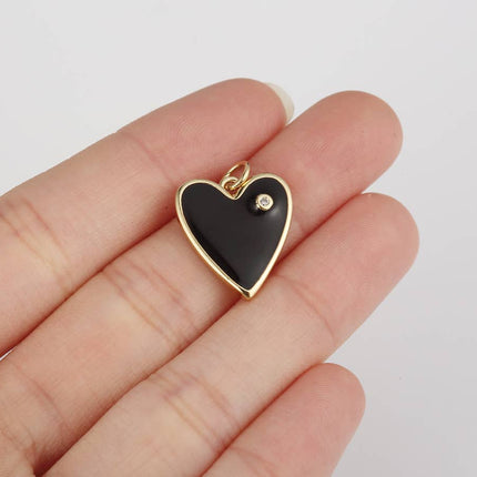 Enamel Heart Charm Pendant in Gold Filled, CP1211