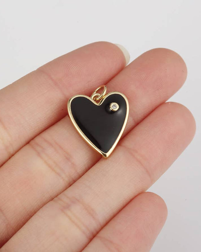 Enamel Heart Charm Pendant in Gold Filled, CP1211