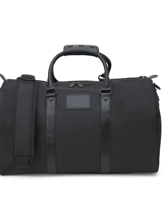 Personalized Jet Nylon and Leather Duffle Bag