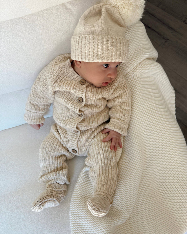 Classic Chunky Knit Jumpsuit - French Cream