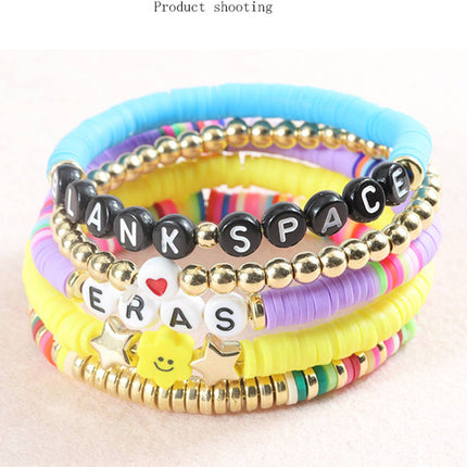5PCS COLORED LETTER MULTI-LAYER BEADED BRACELET_CWAJE0711