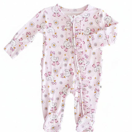 Silly Goose Ruffle Zipper Footie | Pink