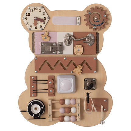 Wooden Sensory Bear Shaped Learning Toddler Busy Board