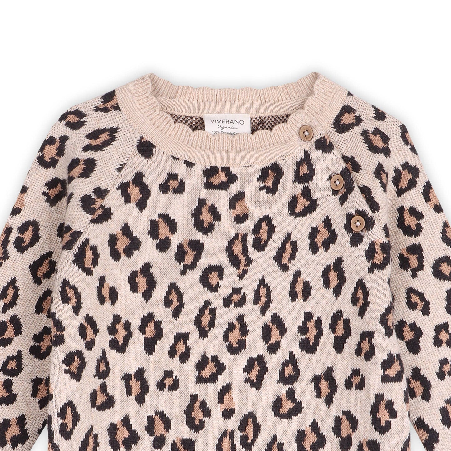 Leopard Jacquard Knit Baby Ruffle Jumpsuit