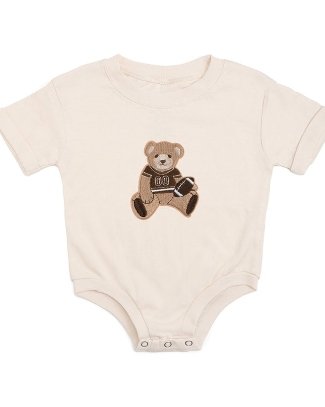 Teddy Bear Patch Short Sleeve Romper - Baby Clothing