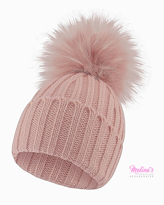 Blush Pom Beanies