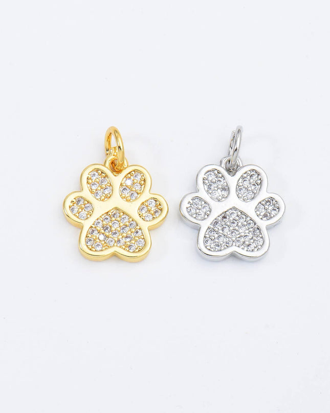 Gold Filled Paw Print Charm, Dog Cat Paw  Pendant CP1661