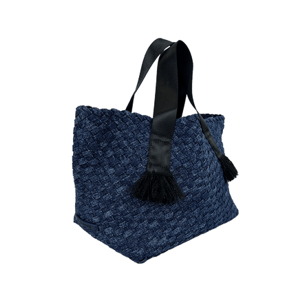 Daria Large Woven Denim Tote w/ Contrast Handles w/ Crossbody Strap
