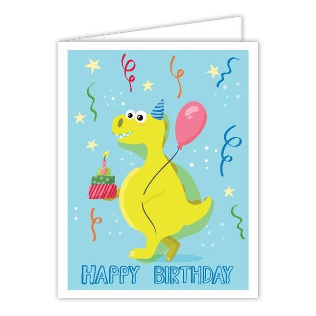 Happy Birthday Dino with Balloon Greeting Card
