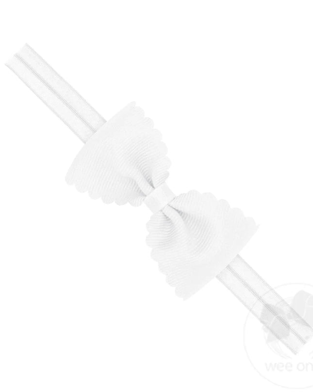 Small Scalloped Edge Grosgrain Bowtie on Matching Elastic Band