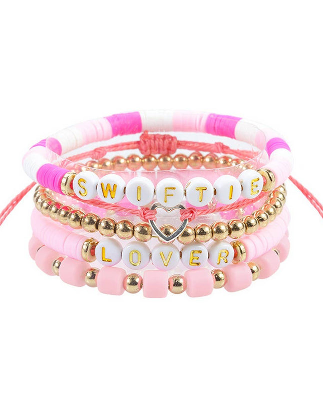 5PCS COLORED LETTER MULTI-LAYER BEADED BRACELET_CWAJE0711