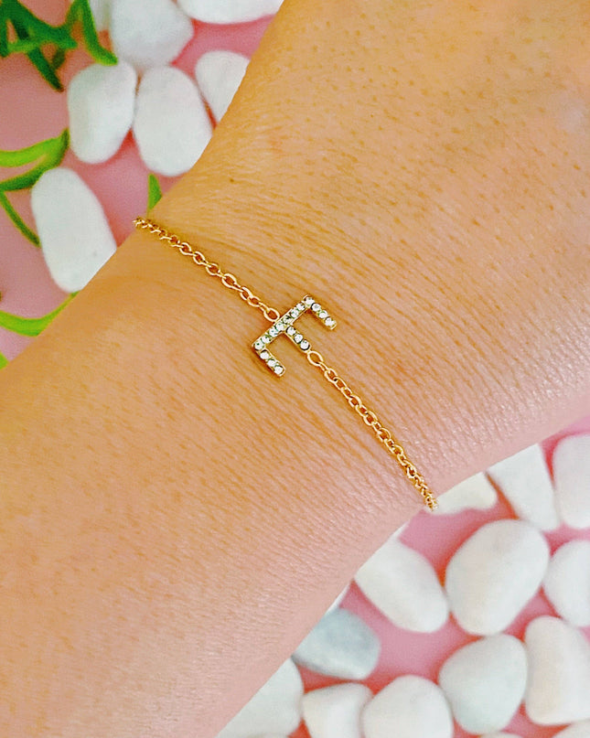 Dainty Sparkle Initial Bracelet