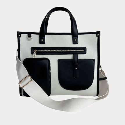 Alice Canvas Tote with Faux Leather Accents