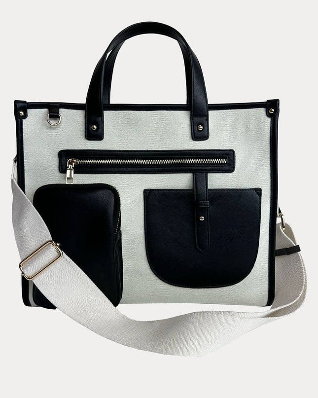 Alice Canvas Tote with Faux Leather Accents
